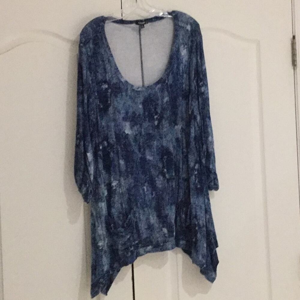 Premise studio hi low hemline blue denim look 3x